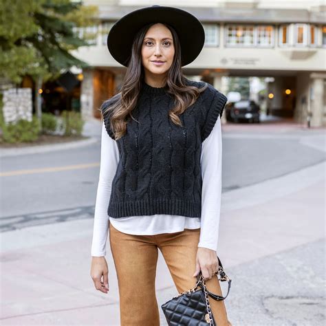 Cable Knit Black Sweater Vest - Black / L - Grace and Lace