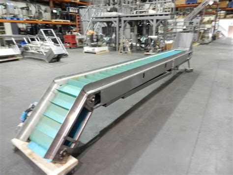 Used Blue Belt Incline Conveyor For Sale. - High Performance Packaging