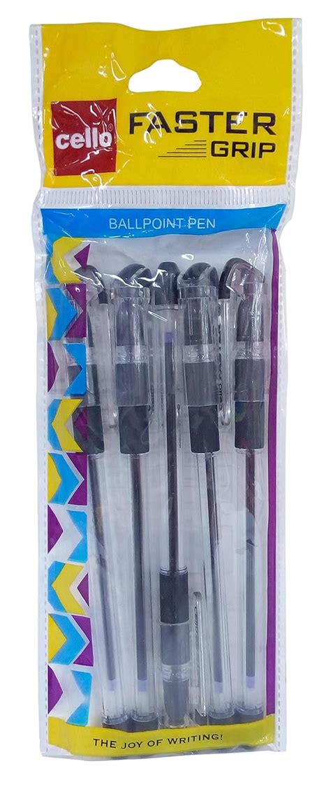 Cello Faster Grip Ball Point Pen - Black, Pack of 5 : Amazon.in: Office ...