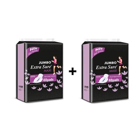 BLUMERY| Jumbo Extra Sure Maxi Sanitary Pads |Combo Pack of 2x40 Pads ...