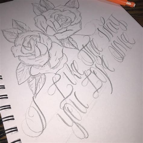 Chicano Lettering Drawing with Roses