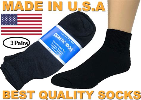 Creswell King Size 13-15, 3 Pairs of Men's Diabetic Black Ankle Socks ...