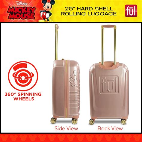 Buy FUL Disney Mickey Mouse 25 Inch Rolling Luggage, Molded Hardshell ...