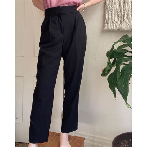 High Waisted Black Slacks H&M Size 4 Basic black... - Depop