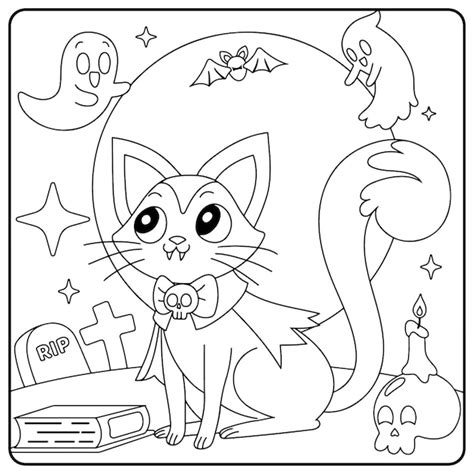 Free Printable Halloween Cat Coloring Pages