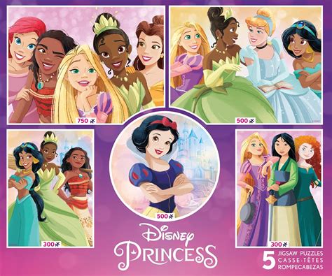 Amazon.com: Ceaco - 5 in 1 Multipack - Disney Princess - (2) 300 Piece, (2) 500 Piece, (1) 750 ...