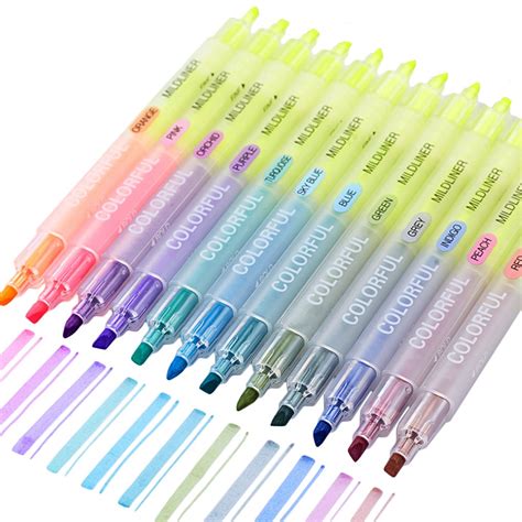 Highlighters Sets 12 Colors Dual Tips Colors Pen Markers Art Markers ...