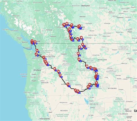 Canada and USA motorhome route planner, Vancouver to Calgary RV trip