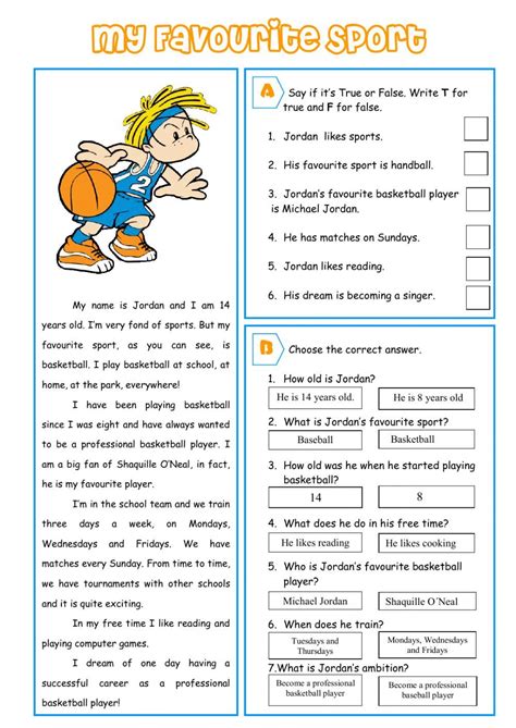 My Favorite Sport Worksheet 的图像结果