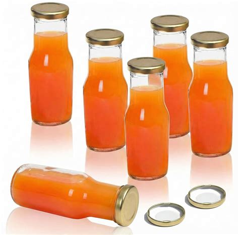 QLYSS Clear Glass Milk, Water and Juice Bottle With Airtight Cap - 200 ...