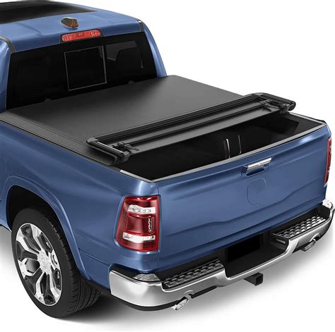TOPCOVER Soft Quad Fold Truck Bed Tonneau Cover Fits For Toyota Tundra 2014 2015 2016 2017 2018 ...