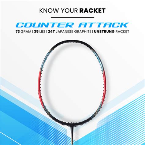 apacs Counter Attack (73G, 35LBS) Red, Black Unstrung Badminton Racquet ...