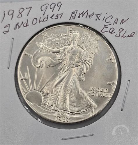 1987 AMERICAN EAGLE SILVER DOLLAR; 2ND OLDEST AMER | Online Auction ...