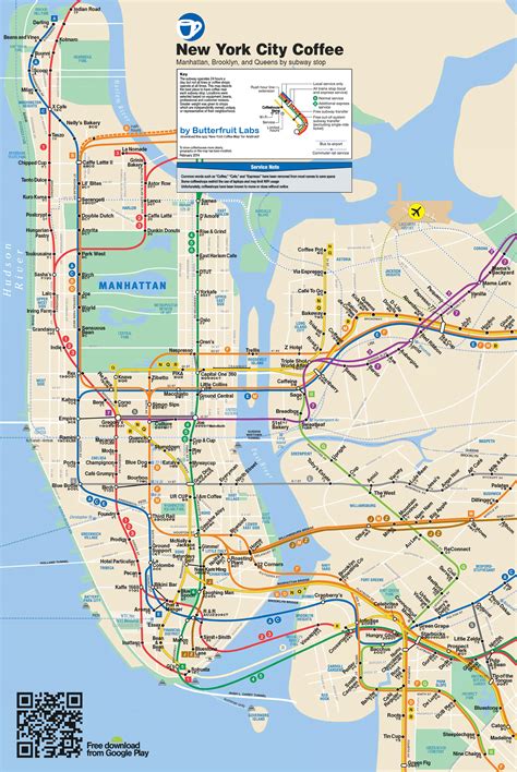 The Best Coffee in NYC by Subway Stop | Nyc map, Nyc subway map, Nyc subway
