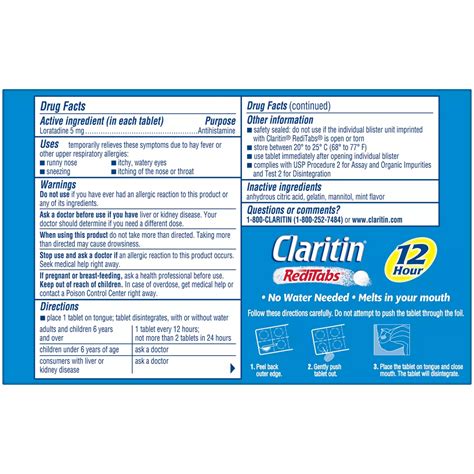 Claritin 12-Hour Non-Drowsy 5 mg Loratadine Antihistamine Allergy RediTabs - Shop Sinus ...