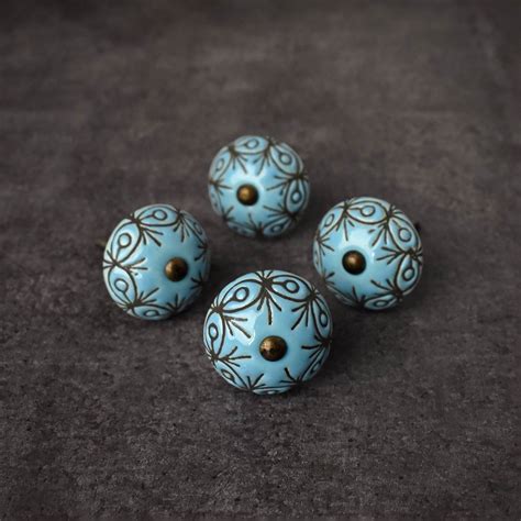 Indira Azure Shabby Chic Ceramic Knob – Spruce and Pop