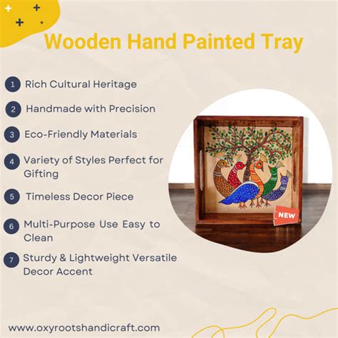 Wooden Hand Painted Serving Tray Peacock Desing – Oxyroots Handicraft
