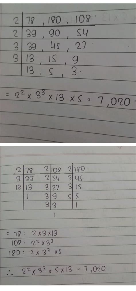 PRACTICE SUMS1. Find the LCM of 72, 108, 180 by both the methods ...