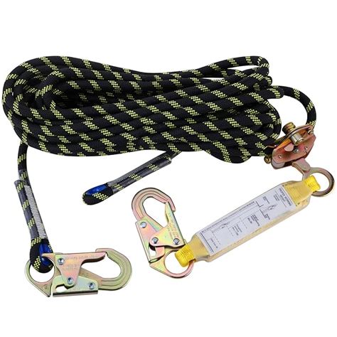 Vertical Lifeline Rope Assembly 50 ft with Rope Grab Snap Hooks Shock ...