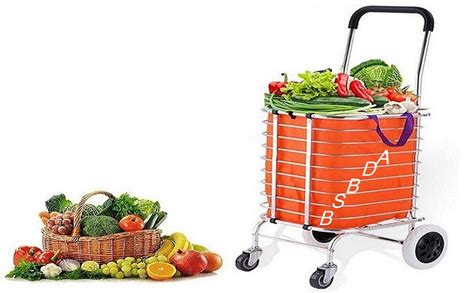 BSBDA 4 Wheel Shopping Trolley Bags for Grocery Foldable Cart ...