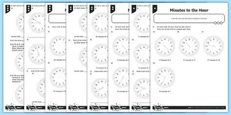Minutes to the Hour Differentiated Worksheet / Worksheets