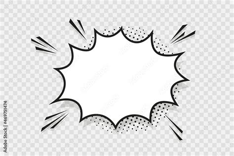 Comic speech bubble. Pop art balloon with halftone shadow. Puff shape ...