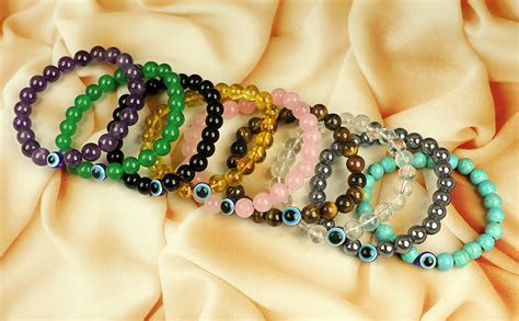 Reiki Crystal Products Turquoise Syn With Evil Eye Bracelet 10 Mm Round ...