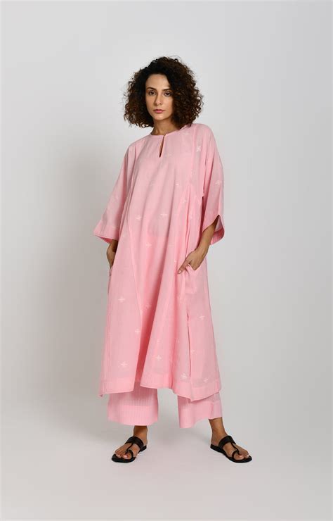 Check Out Jamdani Phiran- Pink -Kurtas &Tunics at Hiranya