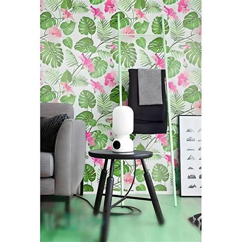 JAAMSO ROYALS Pink Damask Leaves Design Removable Peel and Stick ...