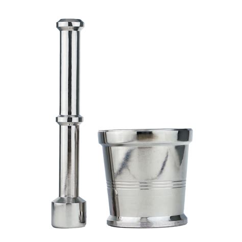 Silver Stainless Steel Mortar And Pestle Set – Oxyroots Handicraft
