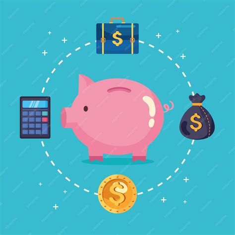 Épargne cochon et icônes financières | Vecteur Premium