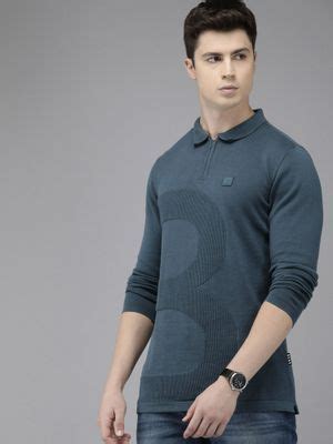 Buy THE BEAR HOUSE Ardor Edition Men Dark Green Self Design Polo Collar ...