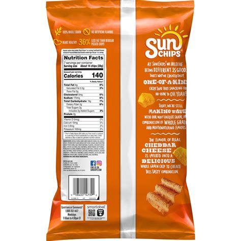 Buy SunChips Harvest Cheddar Flavored Whole Grain Snacks, 7 oz. Bag ...