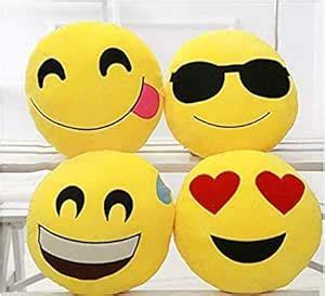 Buy Harshika Home Furnishing Soft Velvet Fiber Filled Smiley Cushions ...