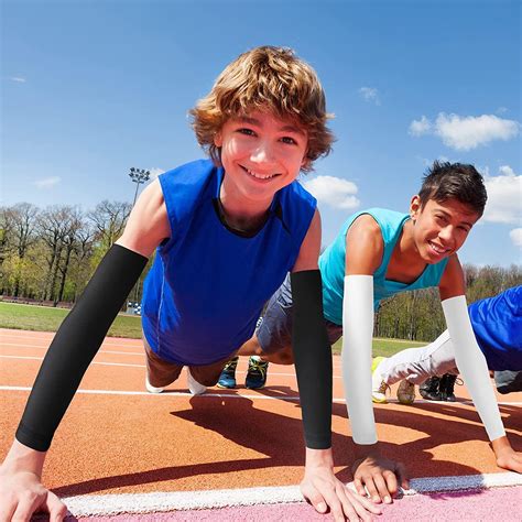 Kids Youth Basketball Compression Leg & Arm Sleeves - 4 Pairs Black ...