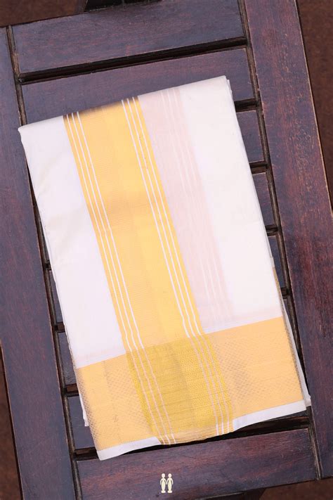 Zari Border White Art Silk Dhoti
