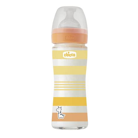 Chicco - Well-Being Glass Feeding Bottle 240ml Slow Flow Silicone ...