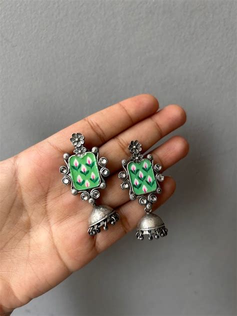Agatti oxidised hand-painted earrings – ADAH BY LEESHA