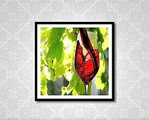 999Store Framed Canvas Wall Art + Black Frame + Wine in The Glass ...