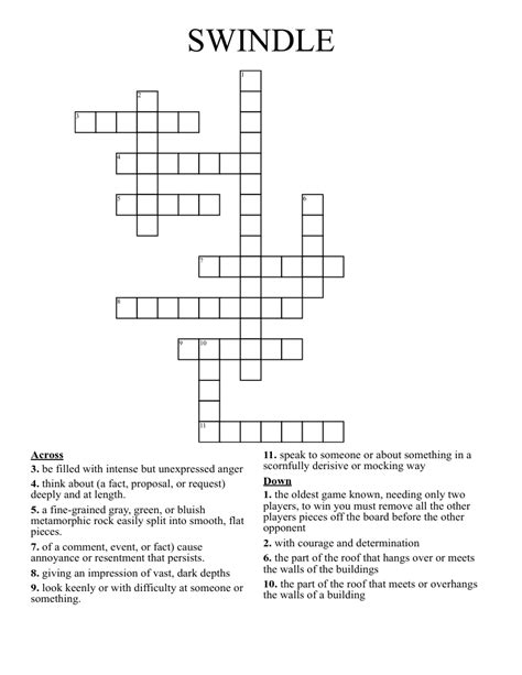 SWINDLE Crossword - WordMint