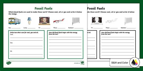 Image result for Fossil Fuels Worksheet