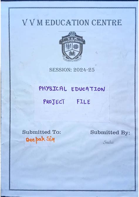 Physical Education Project File - Class XII (VV M) - Studocu