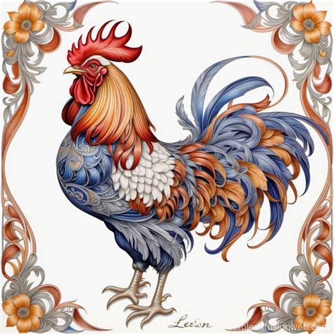 Art Nouveau Léon: A French Rooster in Nature | Stable Diffusion Online