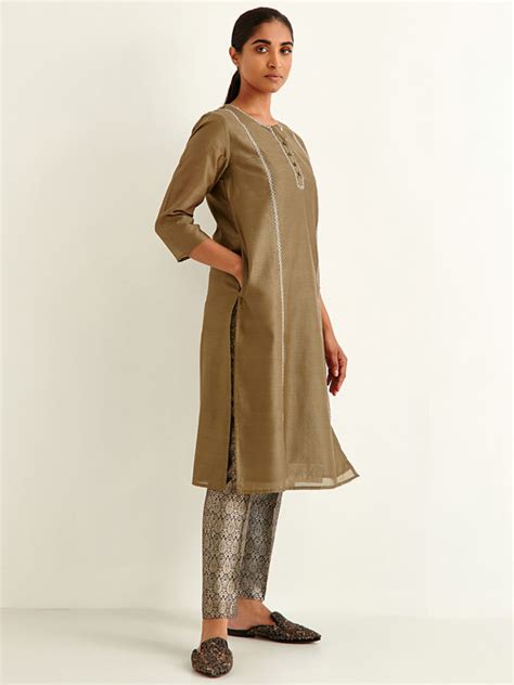 Buy Serina Olive Kurta | Ladies Kurta Online : Ancestry