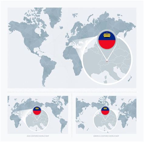 Vergrote Liechtenstein boven wereldkaart 3 versies van de wereldkaart ...