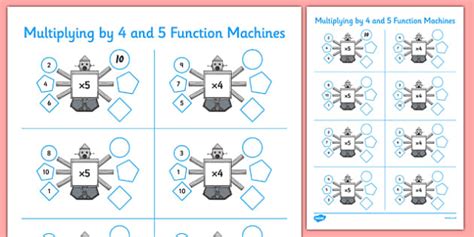 Multiplying by 4 and 5 Function Machines