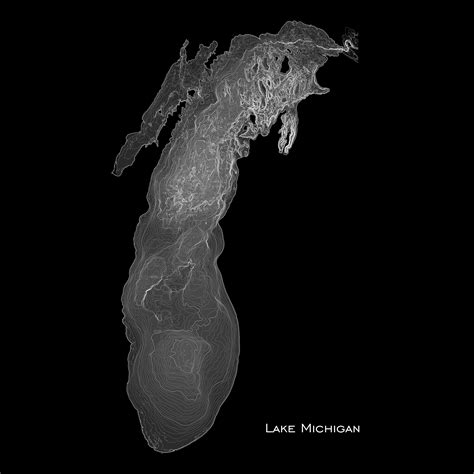 Lake Michigan Depth Chart Map Bathymetric Topographic Print - Etsy