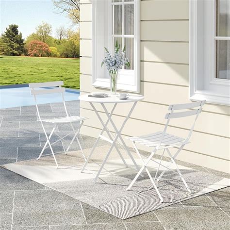 Qeetex 3 Piece Patio Bistro Sets Outdoor Folding Bistro Set of 2 Small ...
