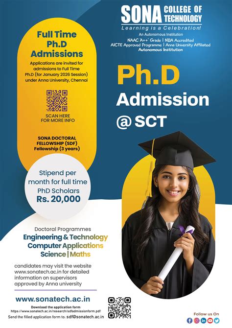 Sona Doctoral Fellowship (SDF) Admission Form - Admission : Sona ...