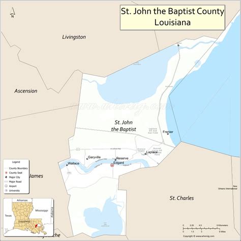 St John the Baptist Parish Map, Louisiana - Where is Located, Cities ...